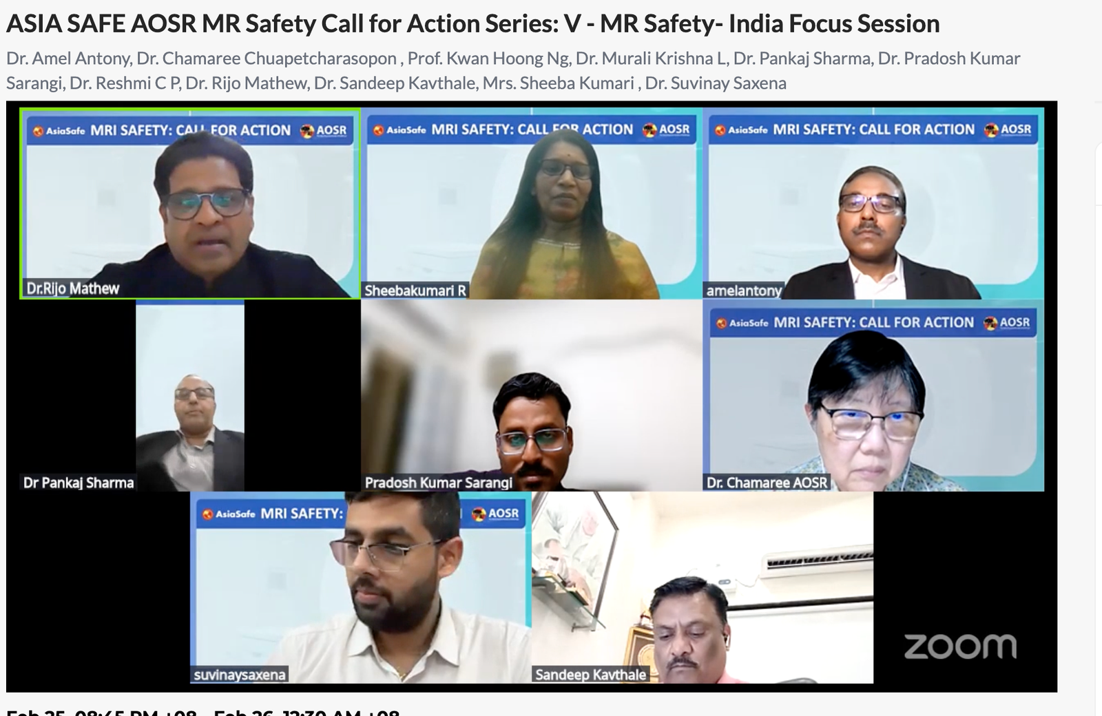MRI Safety Call for Action: India Focus Session